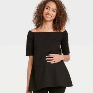 Nines by Hatch Maternity Black Off Shoulder Top XXL